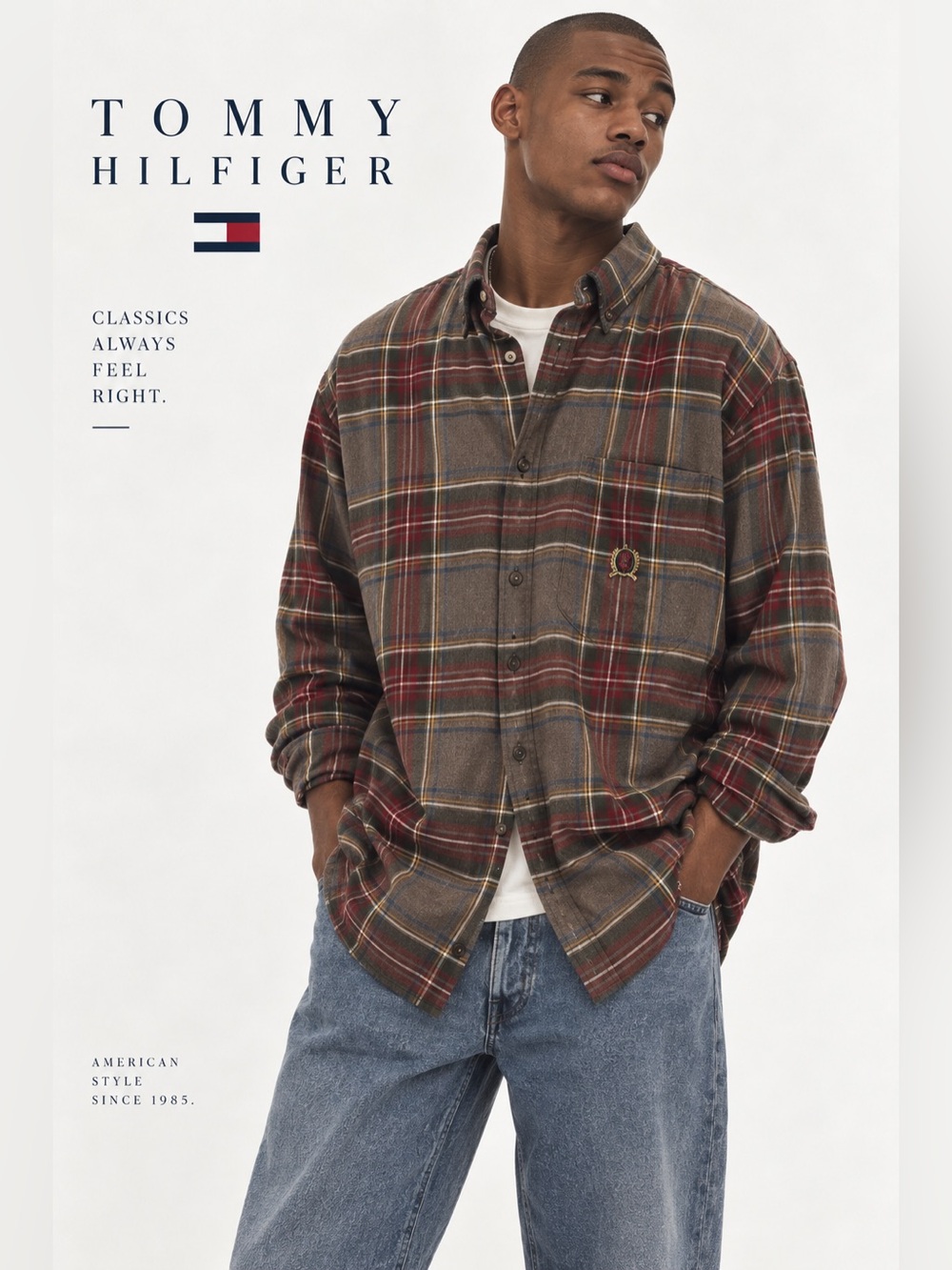 Vintage 90s Tommy Hilfiger Plaid Flannel Shirt – Men’s L